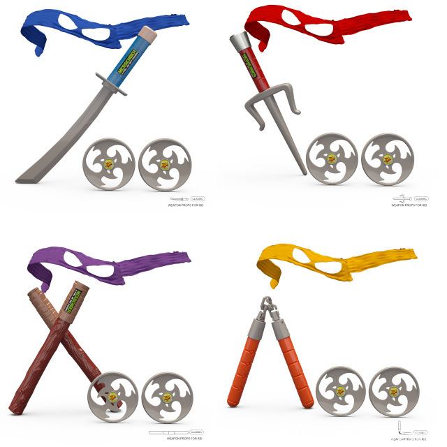 Cosplay Prop Knife - หน้ากากเต่านินจาสำหรับวัยรุ่น นันชัก ลูกดอก มีด และมีดพับ ของสะสมคอสเพลย์อนิเมะ