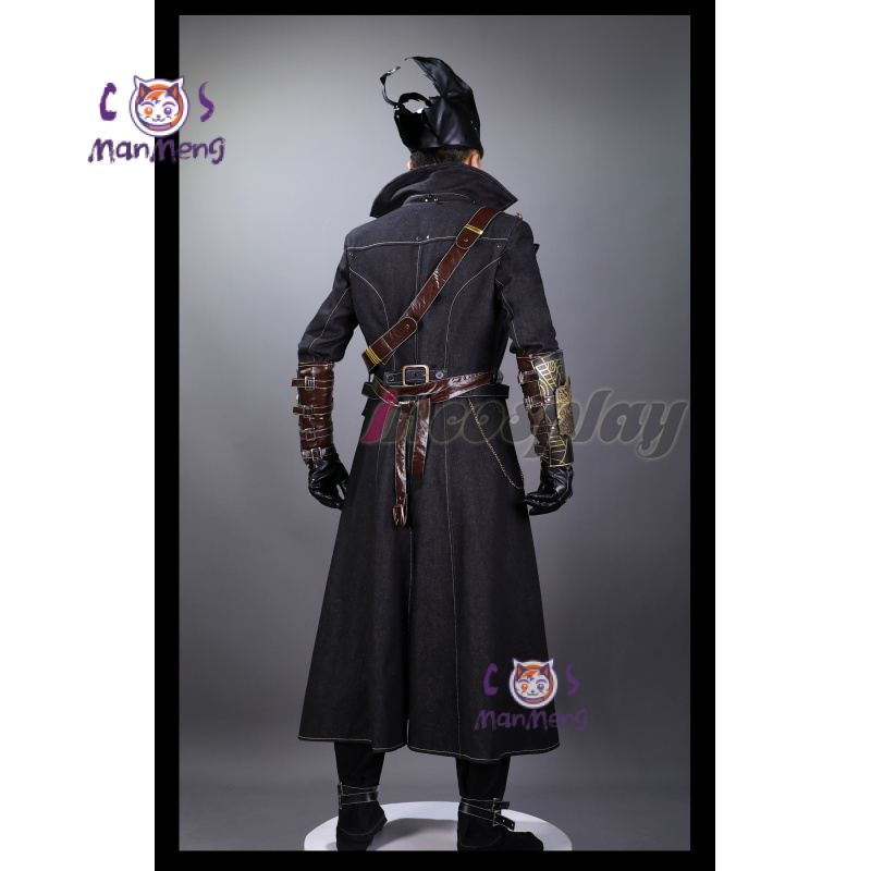 Bloodborne Cosplay Prop - ชุดคอสเพลย์นักล่าเกอร์แมนจากเกม Bloodborne สำหรับผู้ชาย ชุดแฟนตาซีสำหรับงานปาร์ตี้ฮาโลวีน เสื้อโค้ท หมวก