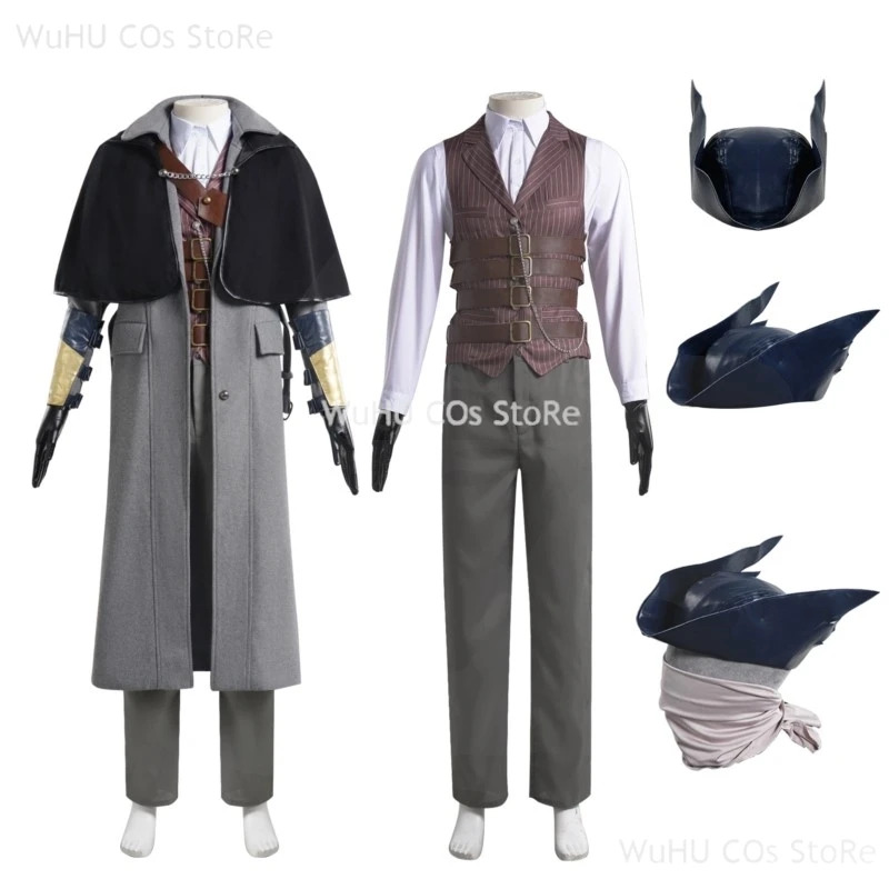 Bloodborne Cosplay Prop - ชุดคอสเพลย์เกอร์แมนจากเกม Bloodborne ชุดแฟนซีฮาโลวีนสำหรับผู้หญิงและผู้ชาย ชุดยูนิฟอร์มพร้อมอุปกรณ์เสริมและชุดประกอบด้วย 2 ชิ้น