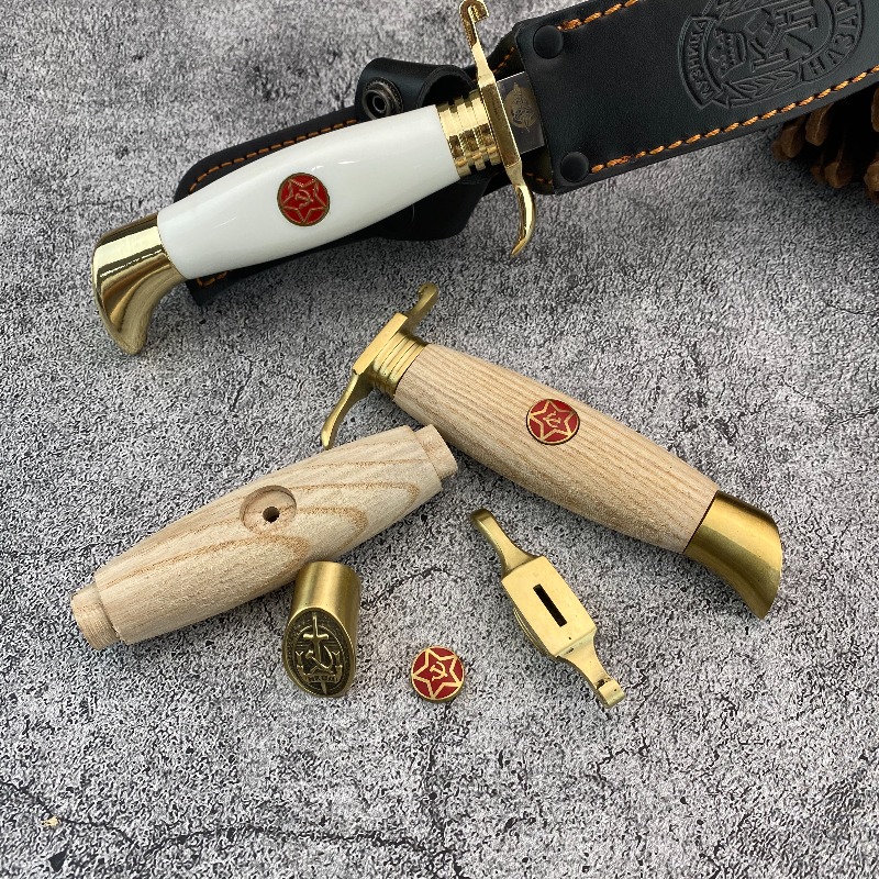 Craft Knife Set - ด้ามจับไม้เนื้อแข็งธรรมชาติของสหพันธรัฐรัสเซีย พร้อมชุดป้องกันทองเหลือง อุปกรณ์เสริมสำหรับงาน DIY ที่ทนทาน สำหรับทำมีด