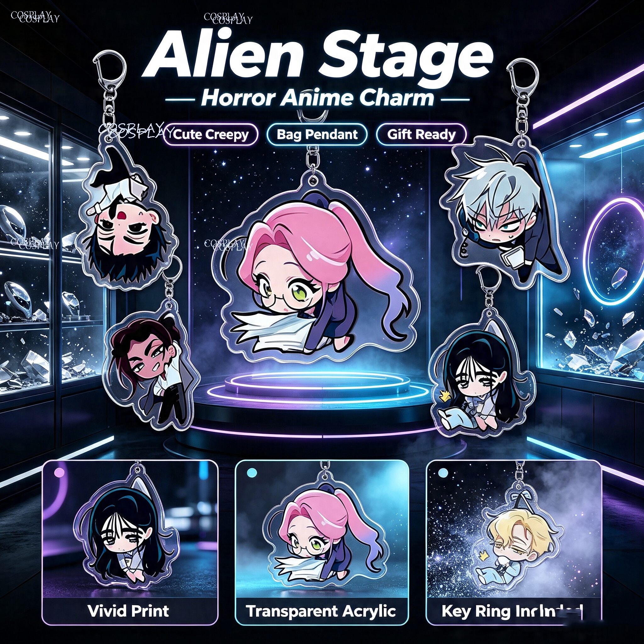 Acrylic Cosplay Prop - เอเลี่ยนสเตจอะคริลิคพวงกุญแจจี้ซอมบี้สเตจ มิซิ ซูอา ทิล อีวาน ฮยอน่า