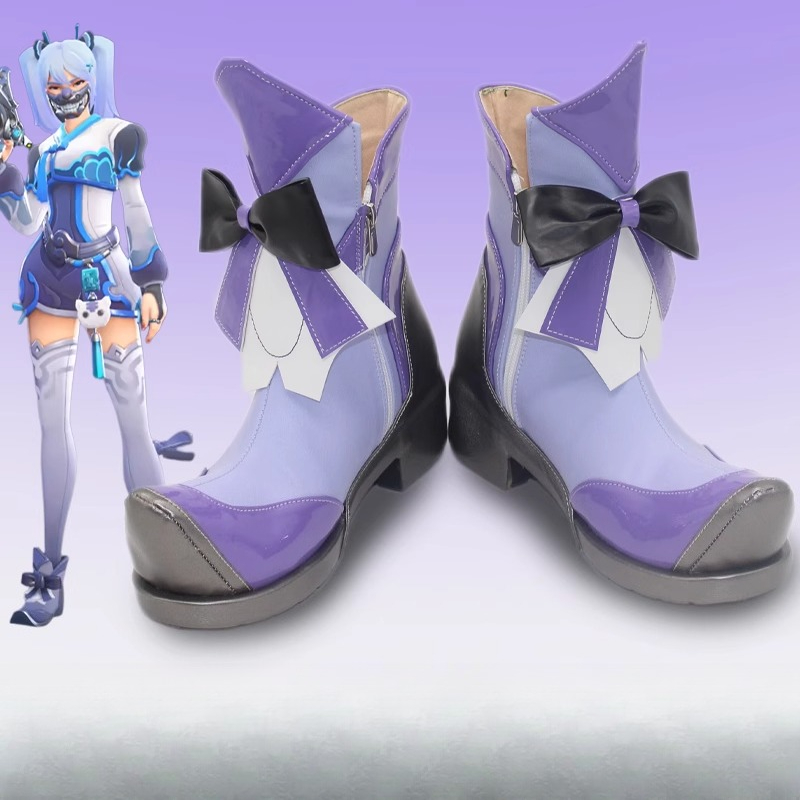 Dva Cosplay Prop - อะนิเมะดีวีเอคอสเพลย์รองเท้าเกมโอเวอร์วอชคอสเพลย์รองเท้าอุปกรณ์ประกอบฉากรองเท้าคาร์นิวัลรองเท้าหนัง PU รองเท้าสั่งทำพิเศษ