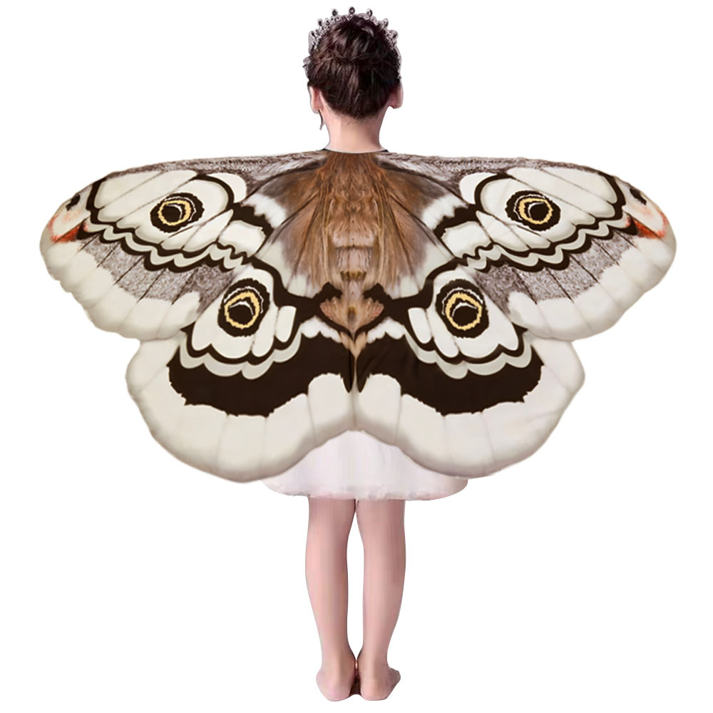 Cosplay Floating Prop - เด็ก Moth Wings Cape เครื่องแต่งกายผีเสื้อสาวแต่งตัวเครื่องแต่งกายฮาโลวีนเต้นรํา Props
