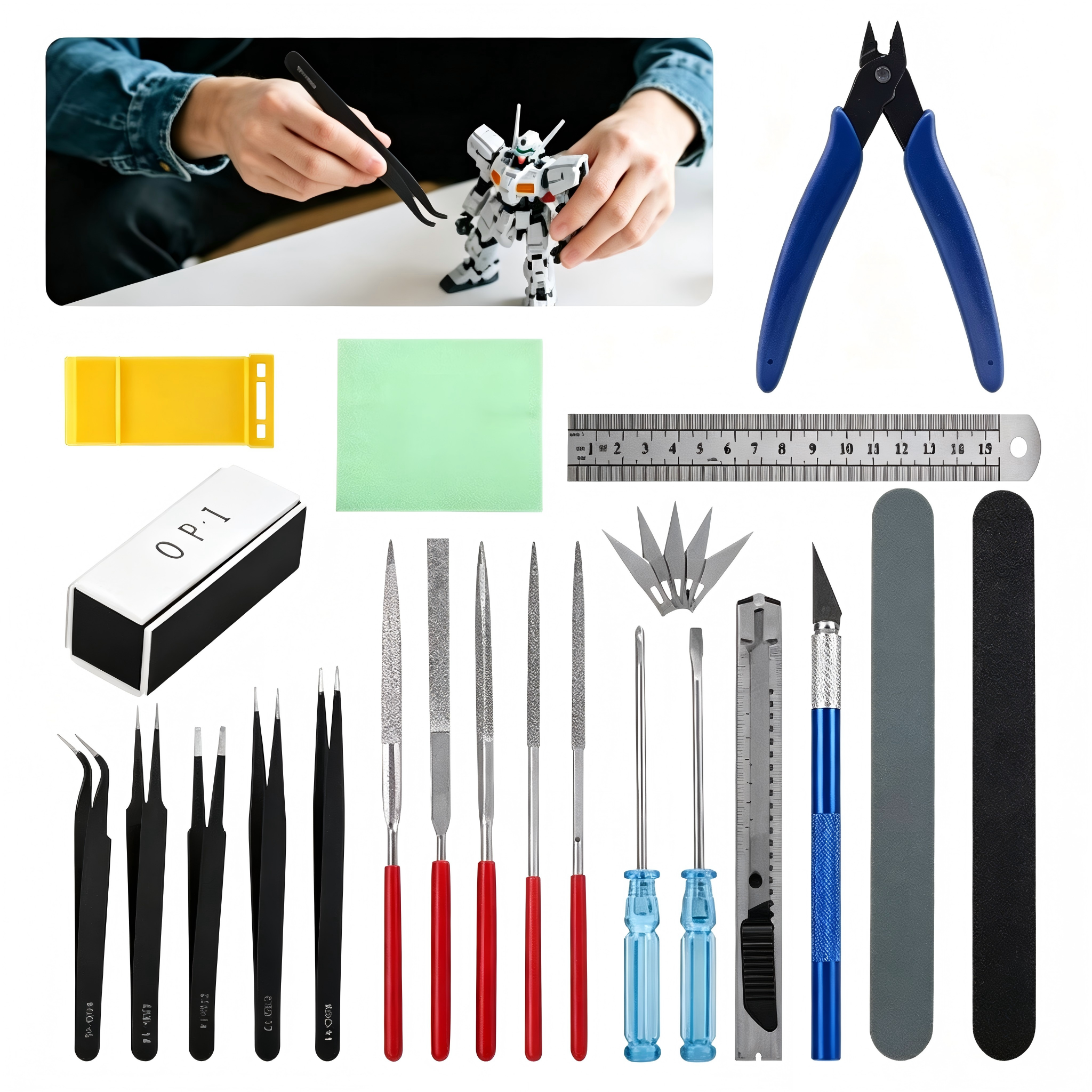Craft Knife Set - ชุดเครื่องมือประกอบโมเดลกันดั้ม 26 ชิ้น, ชุดเครื่องมืองานฝีมือ คีมตัด ตะไบ