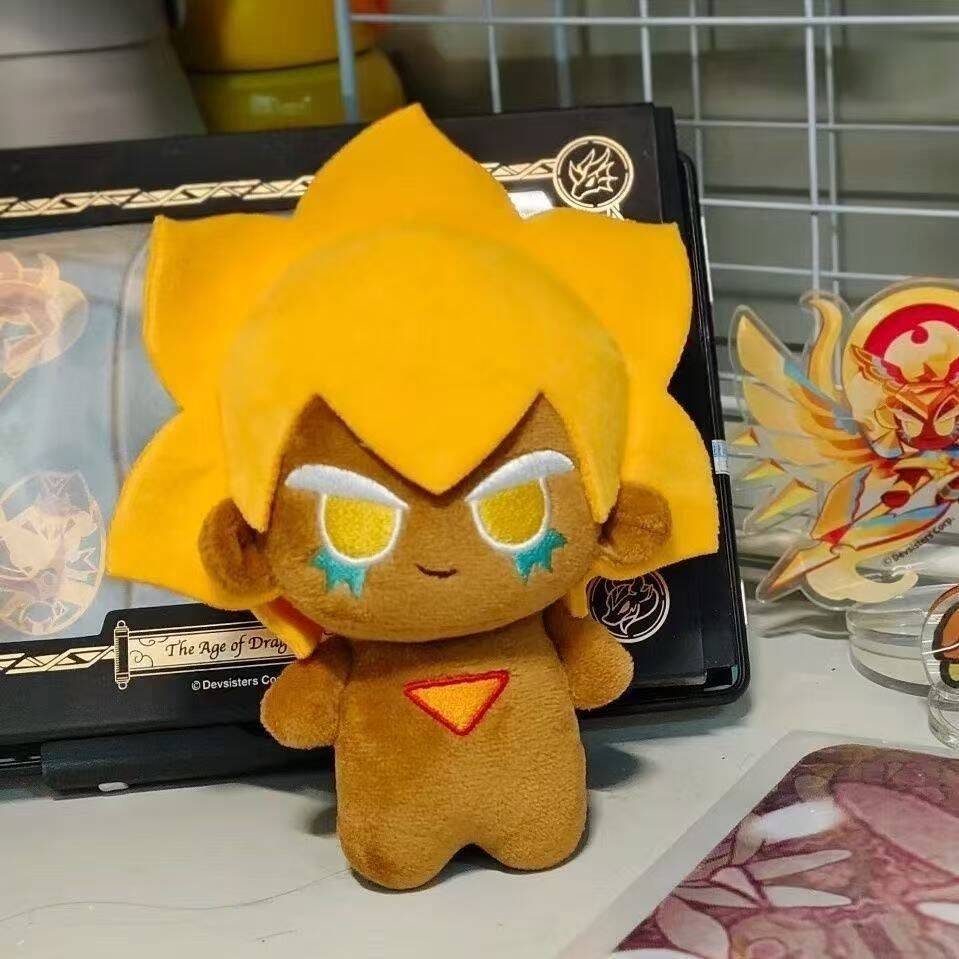 Cosplay Plushie Prop - ตุ๊กตาคุกกี้รันคิงดอม ขนาด 10 ซม. ตุ๊กตาอนิเมะรูปคุกกี้ชีสสีทอง ของเล่นตุ๊กตาผ้ากำมะหยี่