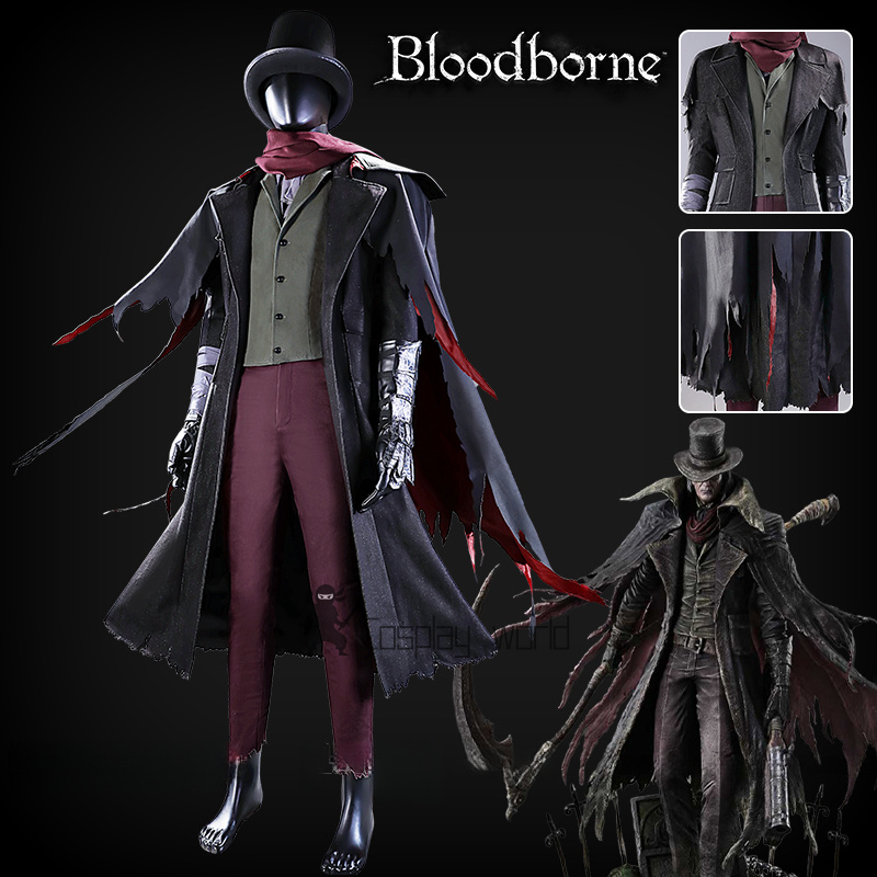 Bloodborne Cosplay Prop - ชุดคอสเพลย์เกม Bloodborne Gehrman เสื้อคลุม เสื้อเชิ้ต หมวก