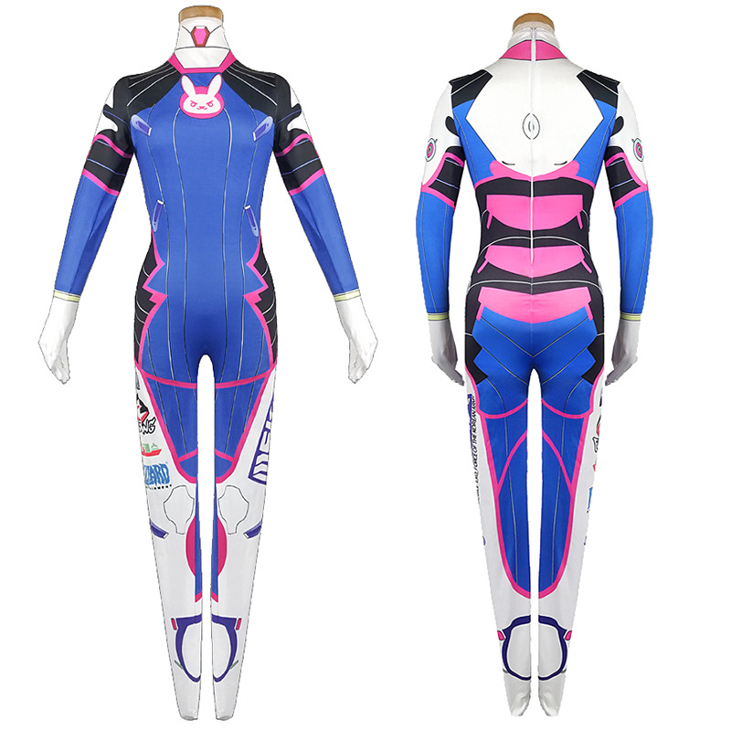 Dva Cosplay Prop - เกมDvaคอสเพลย์เครื่องแต่งกายTights Jumpsuitวิกผมหูฟังปืนคอสเพลย์Props Tattooสติกเกอร์ชุดผู้หญิงParty Zentai Cos