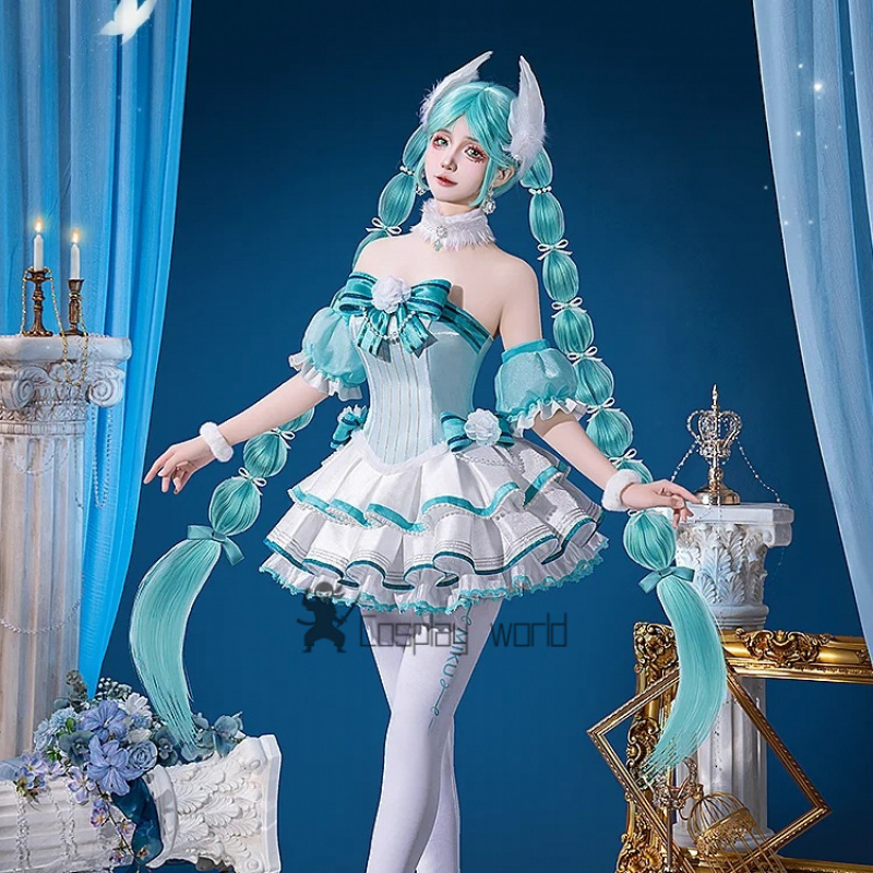 Fishbones Cosplay Prop - ชุดคอสเพลย์อนิเมะ Project Sekai ชุดมิคุ สวอนเลค ชุดเดรสลายก้างปลาสีฟ้า