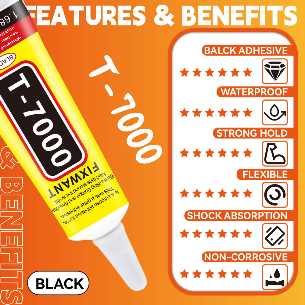 100PCS 15ML T-7000 สีดํา Conta - Contact Cement Glue บทวิจารณ์และราคา